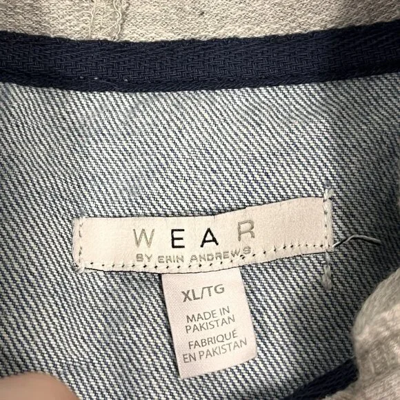 Erin Andrews Super Bowl LVIII Womens Denim Jacket Hoodie Cropped XL NWT - Picture 7 of 16